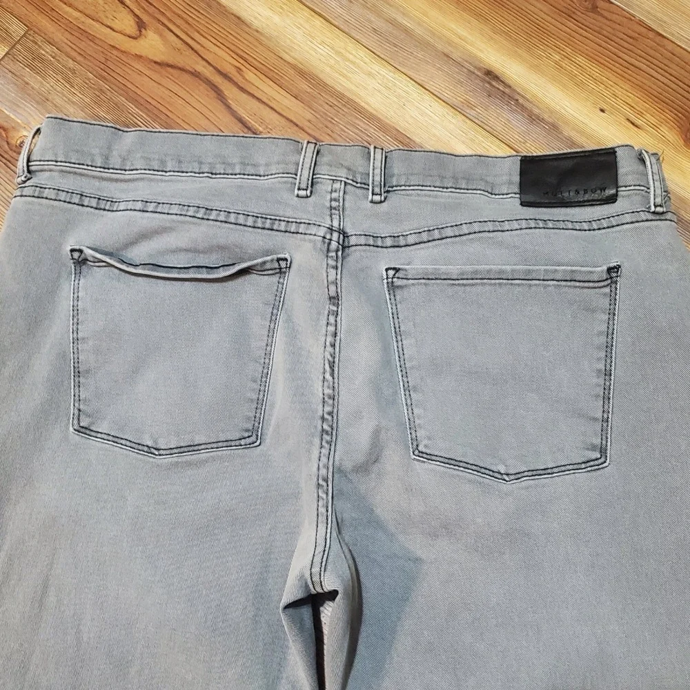 Mott & Bow Mens Straight Leg Jeans Gray Stone Wash 40x32 Stretch Denim Pants